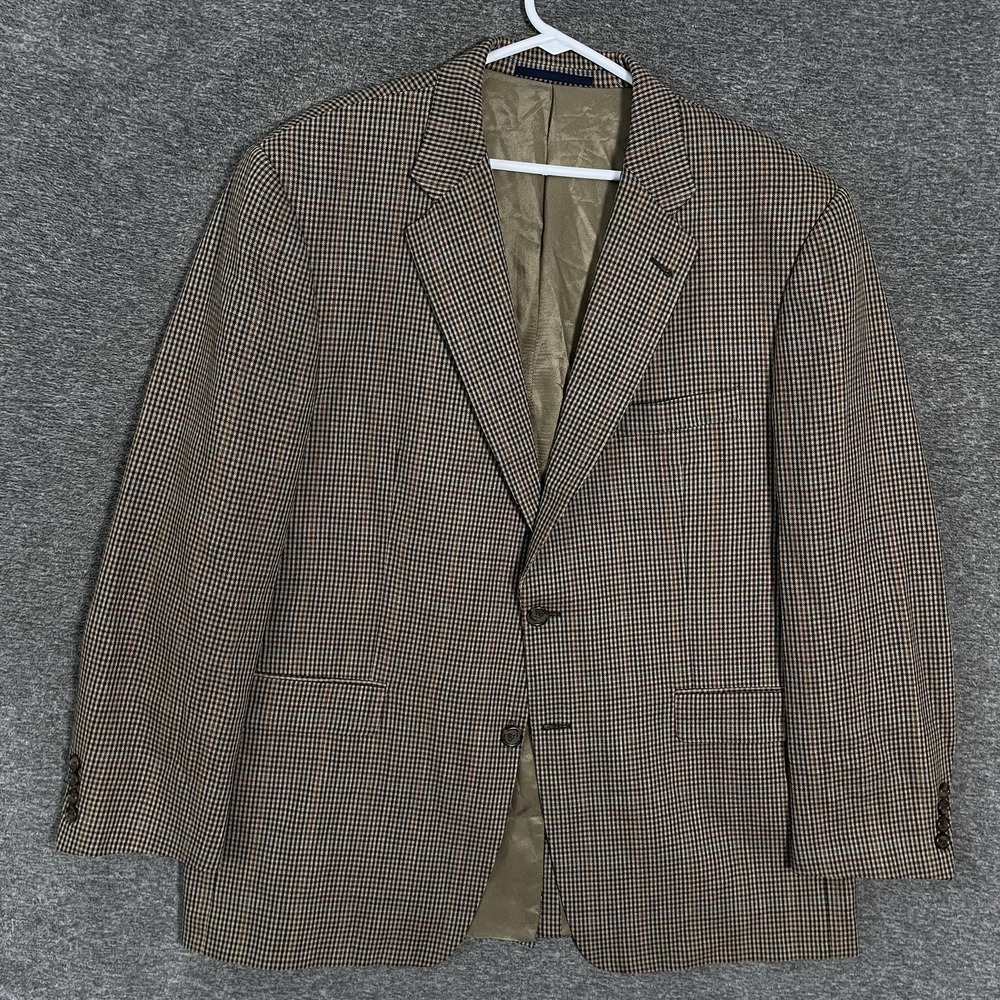 Burberry London Blazer Mens 44 Brown Plaid Wool Silk Kensington Sport Coat